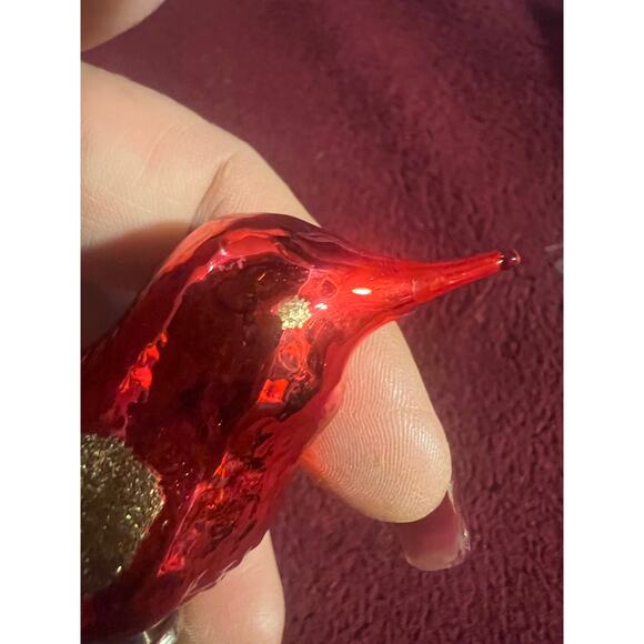 3 Vintage 1970's Mercury Glass Clip On Bird Ornaments 5”Red w Fiberglass tail - Picture 3 of 11